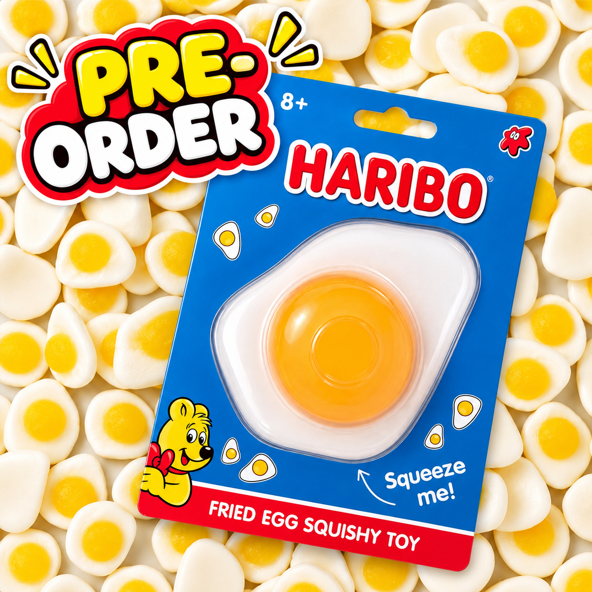 (PRE-ORDER NOW) 🍳 HARIBO Fried Egg Squishy Toy  🍬