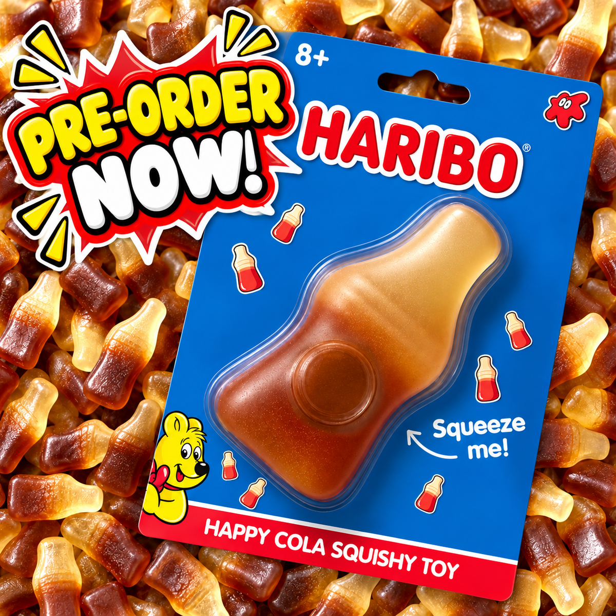 🚨 PRE-ORDER NOW – HARIBO Cola Bottle Squishy Toy! 🥤🍬