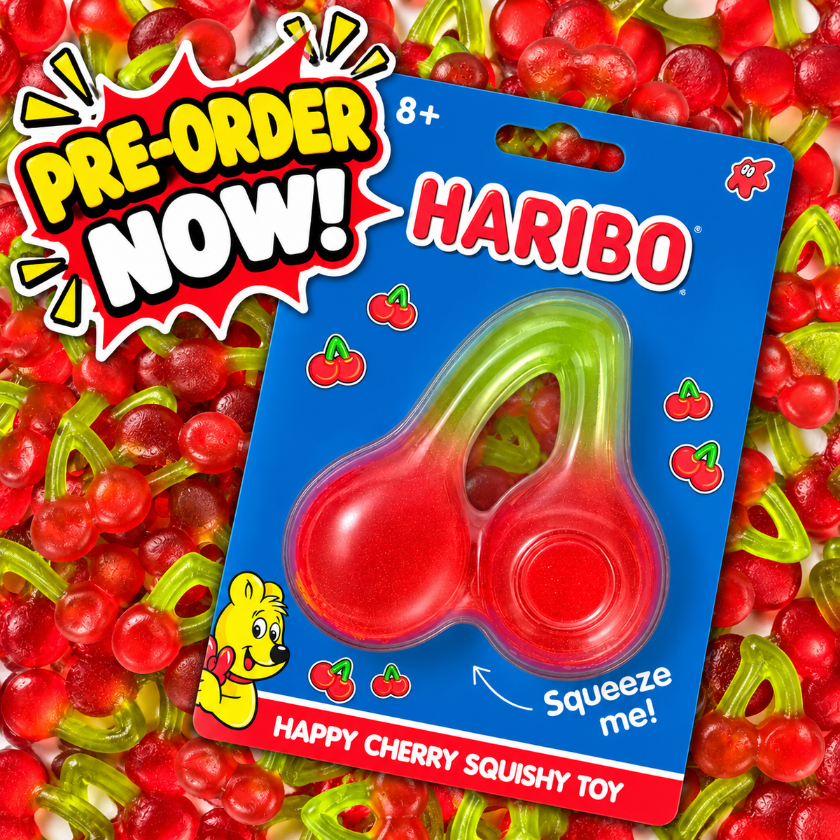 🍒 PRE-ORDER NOW – HARIBO Happy Cherry Squishy Toy!