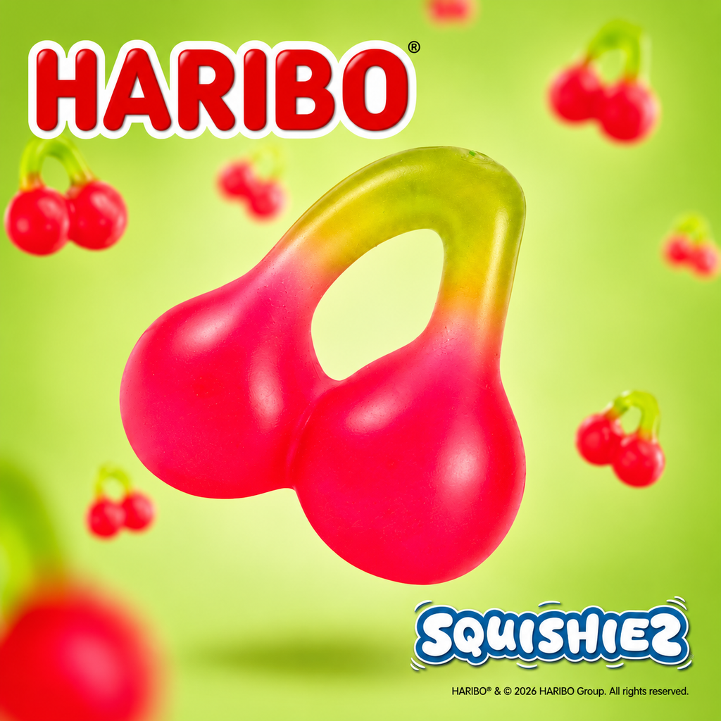 🍒 PRE-ORDER NOW – HARIBO Happy Cherry Squishy Toy!