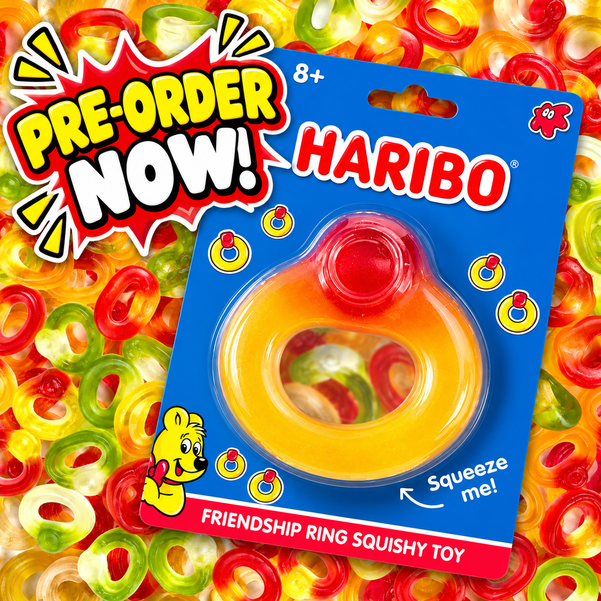💍 PRE-ORDER NOW – HARIBO Friendship Ring Squishy Toy! 🍬