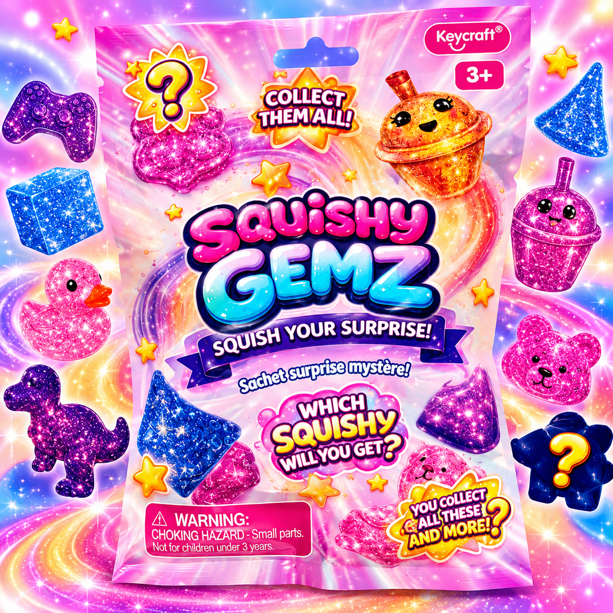 Keycraft Squishy Gemz – Mystery Glitter Squishy Surprise Bag 💎✨