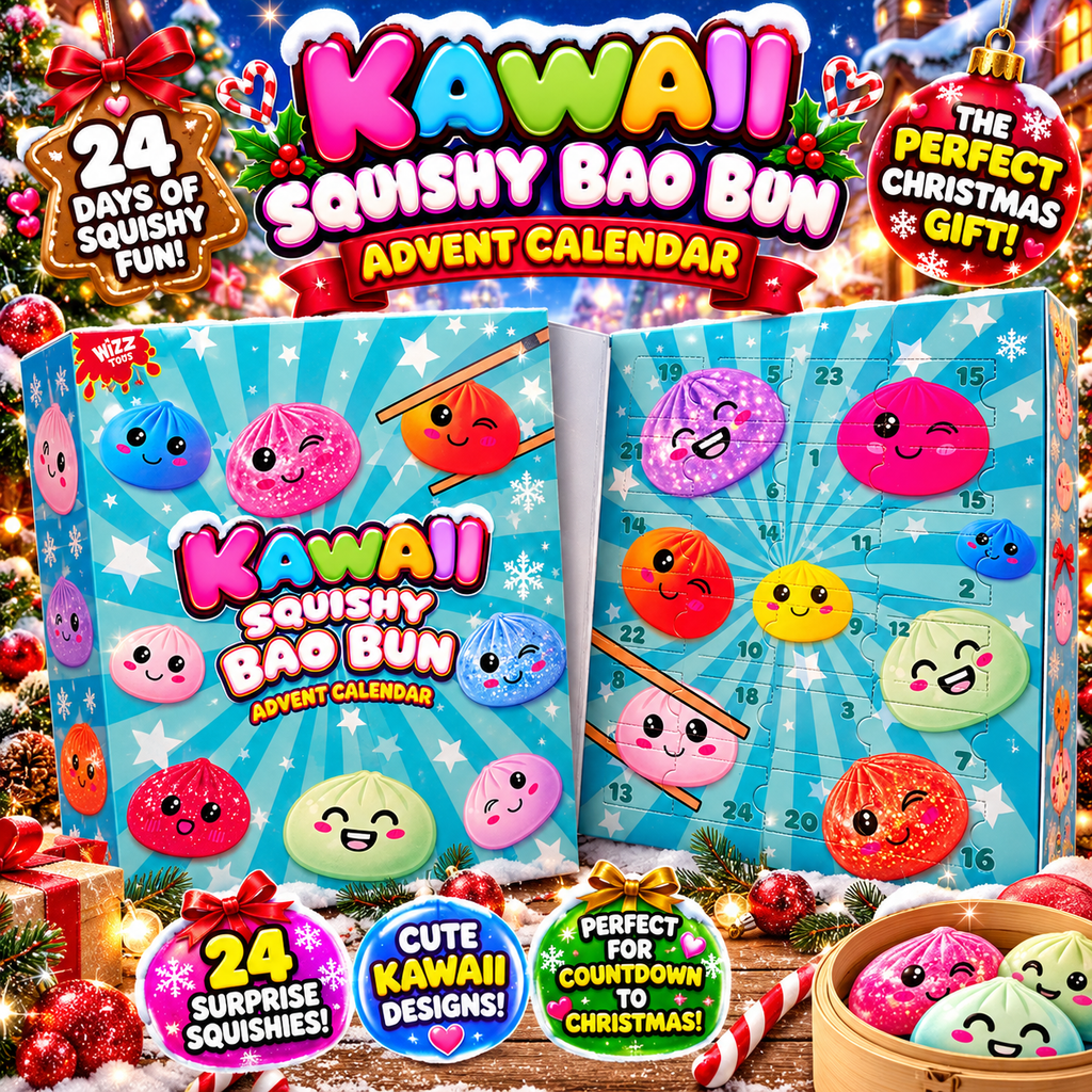 Kawaii Squishy Bao Bun Advent Calendar – 24 Days of Squishy Surprises! 🎁🌈