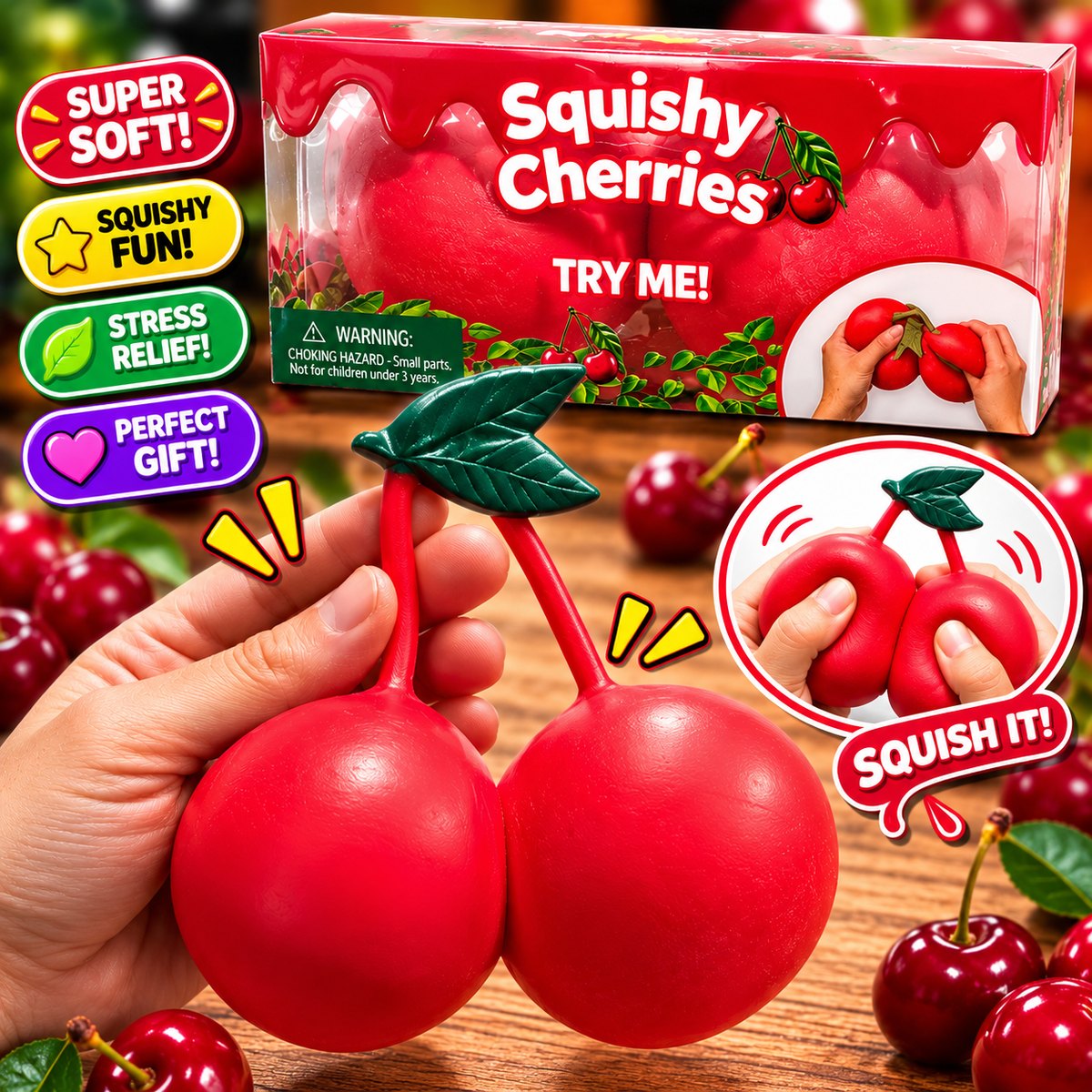 Squishy Cherries 🍒 – Super Soft Sensory Squishy Toy