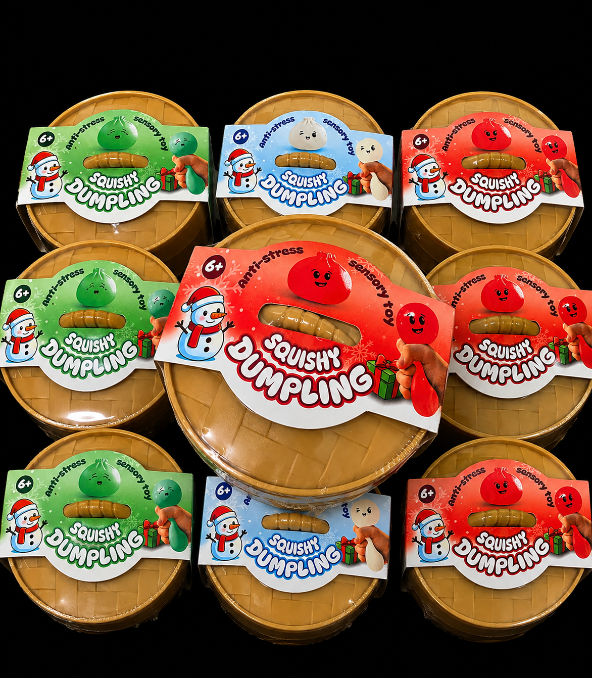 KTL Christmas Squishy Bao Bun Dumpling 8.5cm Anti-stress Sensory Toy for Kids 3 Colours to Collect
