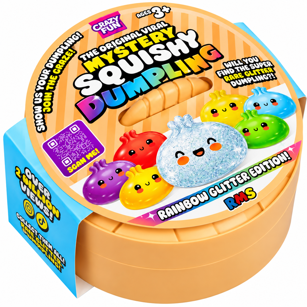 PRE ORDER - RMS EXTRA GIANT Crazy Fun 28cm Mystery Squishy Dumpling - Rainbow Glitter Edition