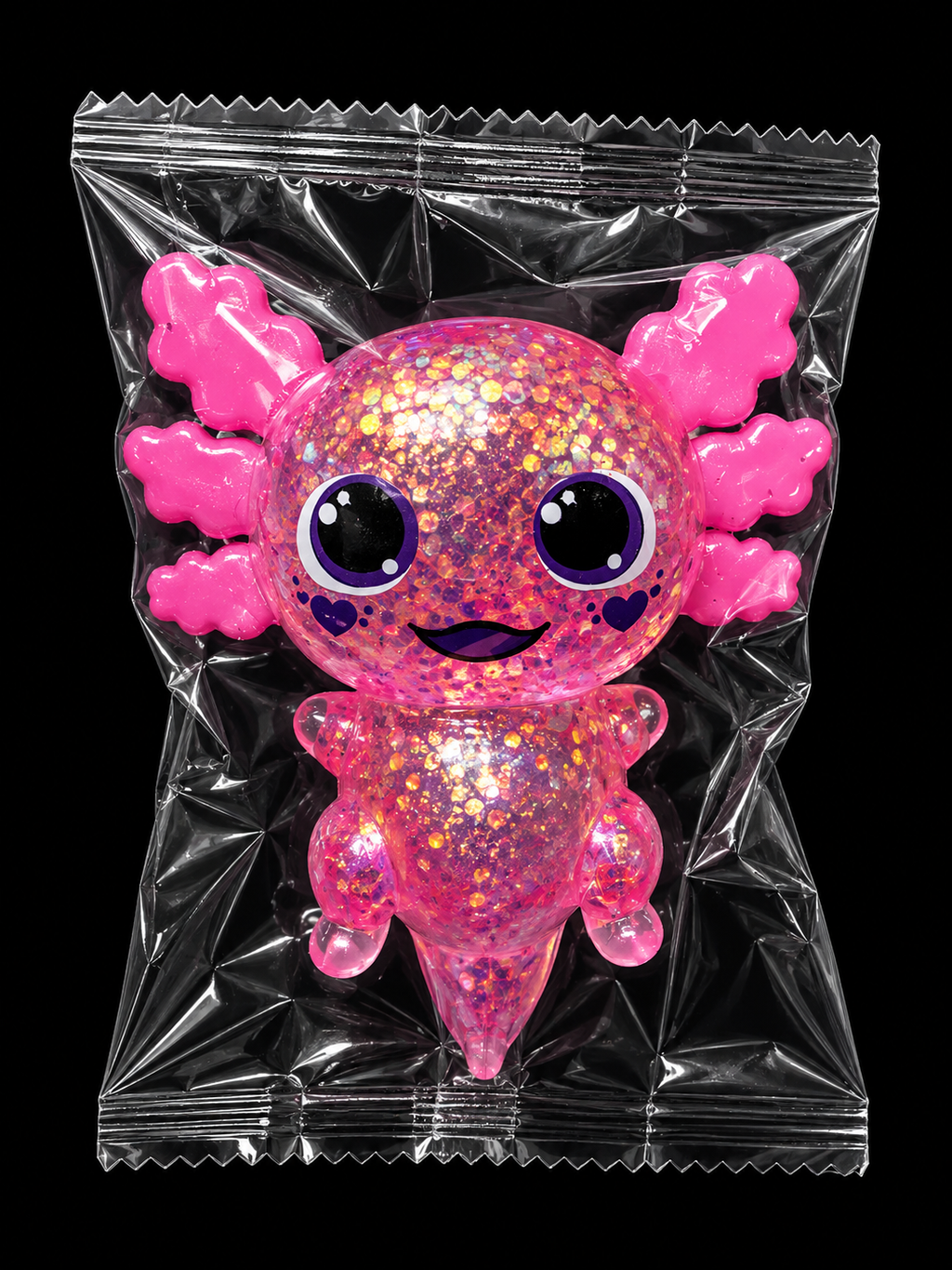 KTL Squishy Sugar Axolotl with Sparkly Glitter Anti-Stress Sensory Toy in 3 Colours for Kids