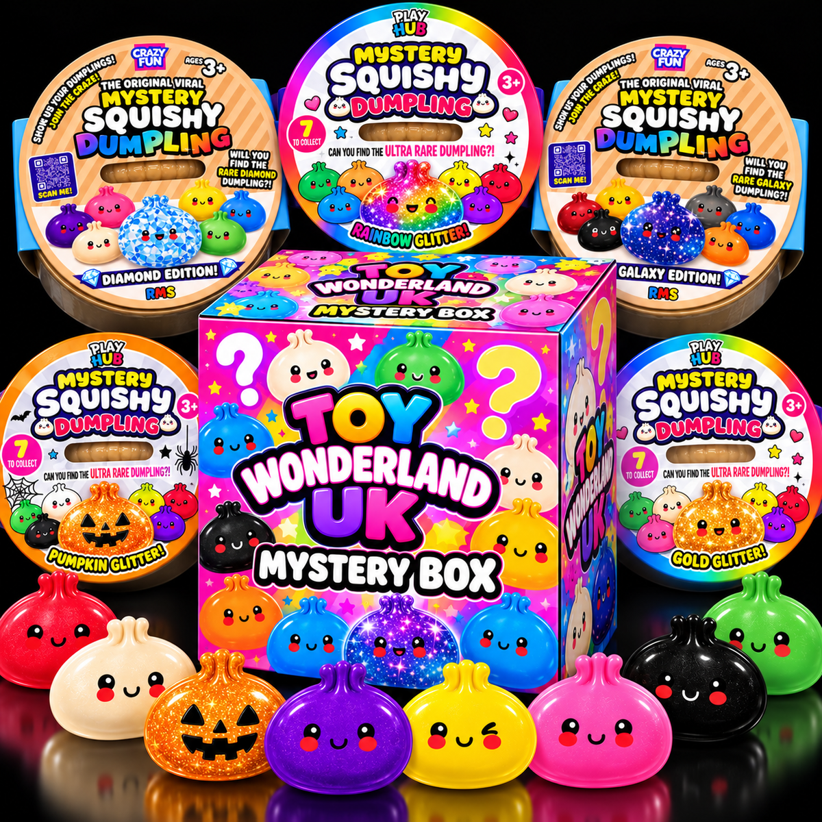 RMS Mystery Squishy Dumpling Box - 3 Random Editions Each Approx 8.5cm
