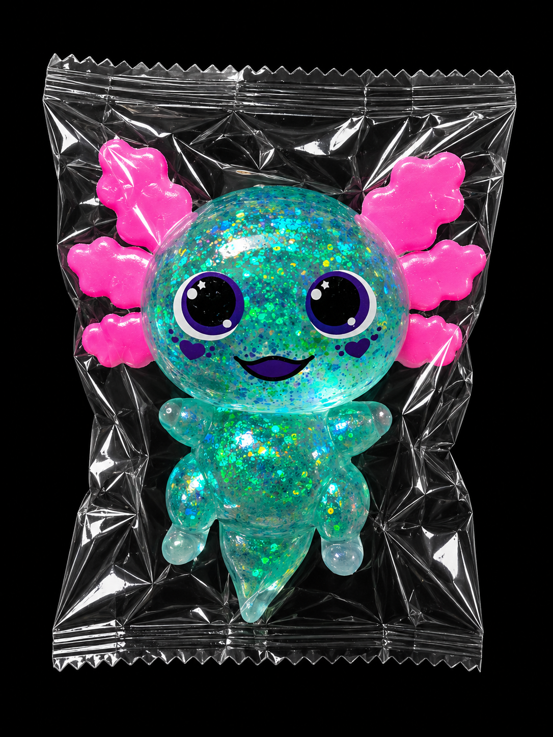 KTL Squishy Sugar Axolotl with Sparkly Glitter Anti-Stress Sensory Toy in 3 Colours for Kids
