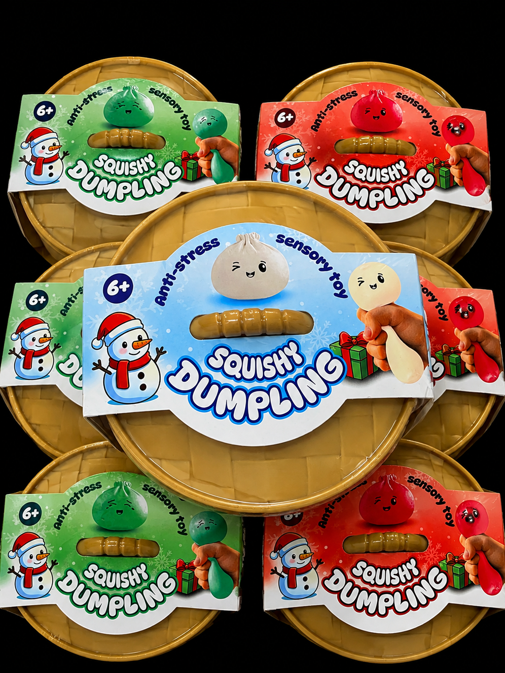 KTL Christmas Squishy Bao Bun Dumpling 8.5cm Anti-stress Sensory Toy for Kids 3 Colours to Collect