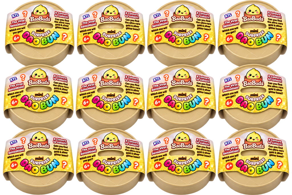 KTL BaoBuds Mini Surprise Bao Bun - 8 Colours to Collect Including Ultra Rare Gold & Silver Glitter Bao - The Viral Sensation for Kids 6+