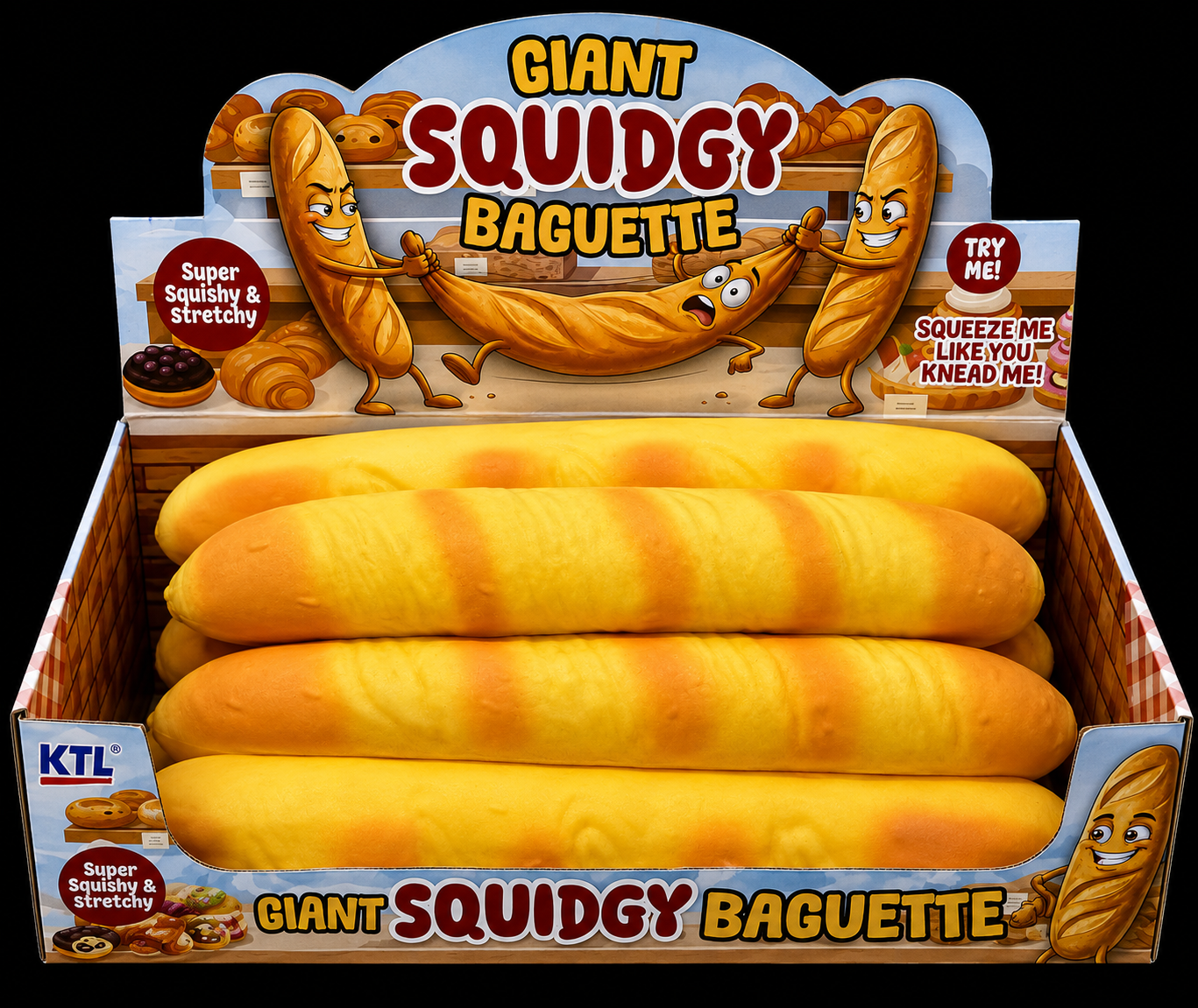 Giant Squidgy Baguette - Super Squishy & Stretchy Fun Food Toy for Kids - Perfect for Playtime and Parties