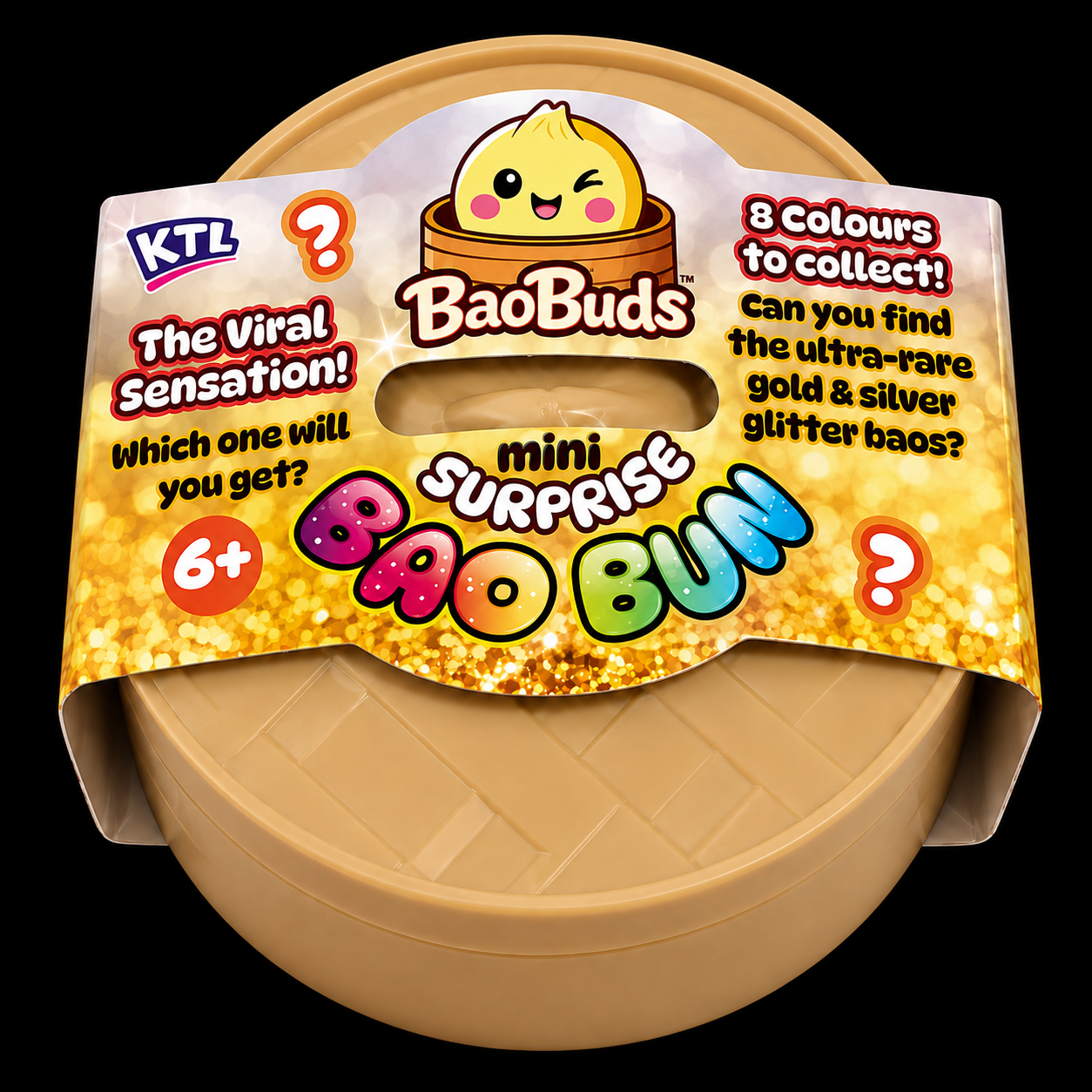 KTL BaoBuds Mini Surprise Bao Bun - 8 Colours to Collect Including Ultra Rare Gold & Silver Glitter Bao - The Viral Sensation for Kids 6+