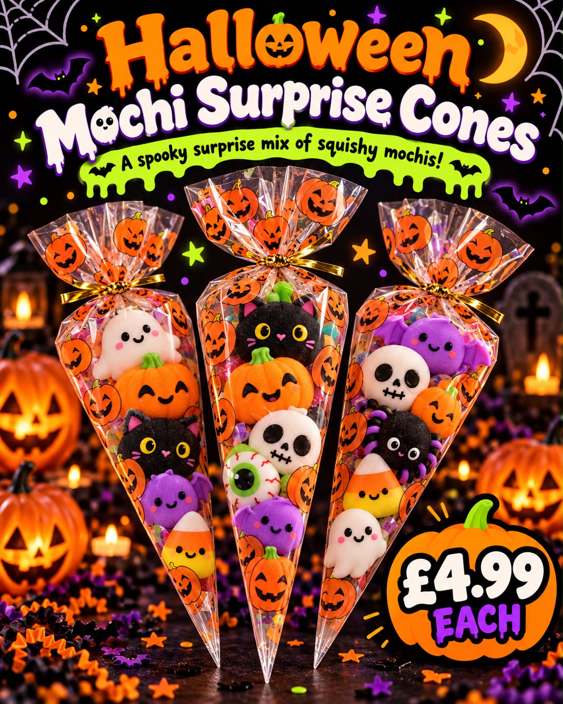Halloween Mochi Surprise Cones – 10 Mochis