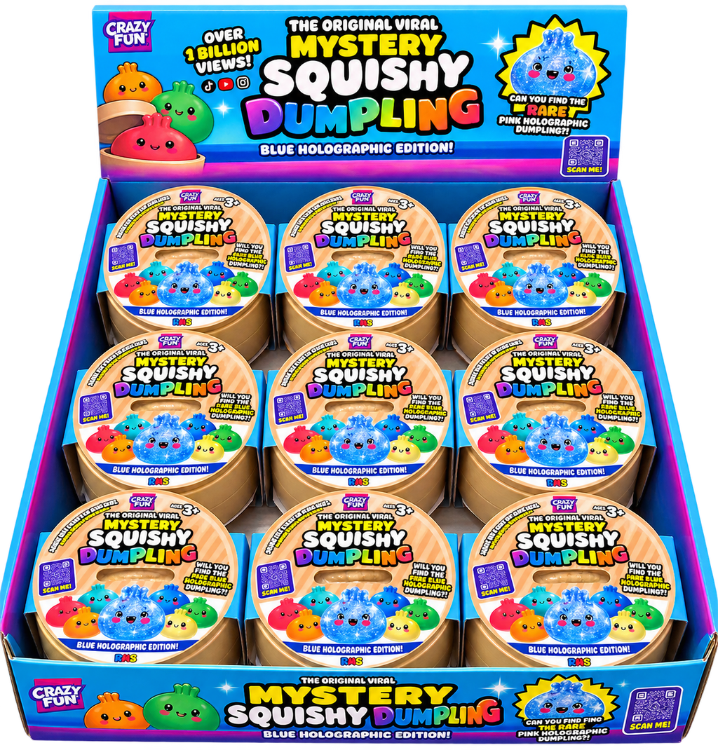 RMS Mystery Squishy Dumpling Blue Holographic Edition for Ages 3+ Original Viral Collectible Toys 8.5cm