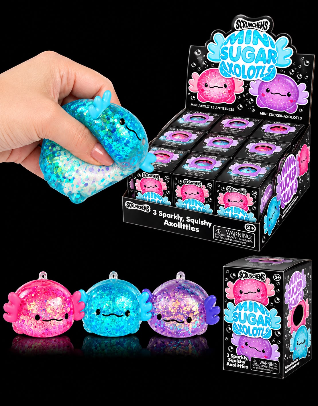 Scrunchems Mini Sugar Axolotls 3-Pack