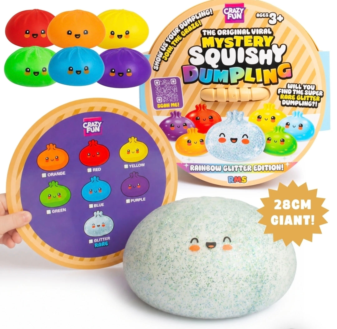 PRE ORDER - RMS EXTRA GIANT Crazy Fun 28cm Mystery Squishy Dumpling - Rainbow Glitter Edition