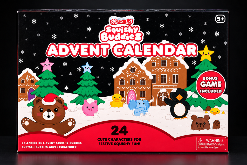 Scrunchems Squishy Buddies Advent Calendar - 24 Festive Characters with Bonus Game for Kids Ages 5+