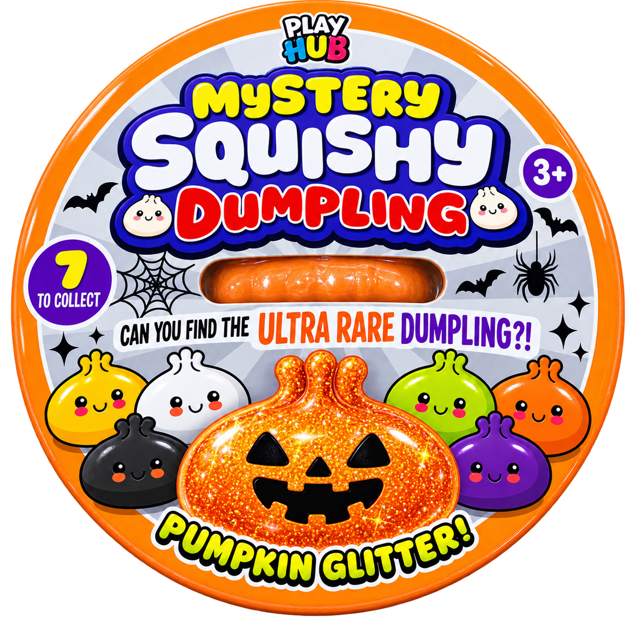 Mystery Squishy Dumpling 8.5cm - Pumpkin Glitter (Play Hub by RMS) Collectible Toy for Kids 3+