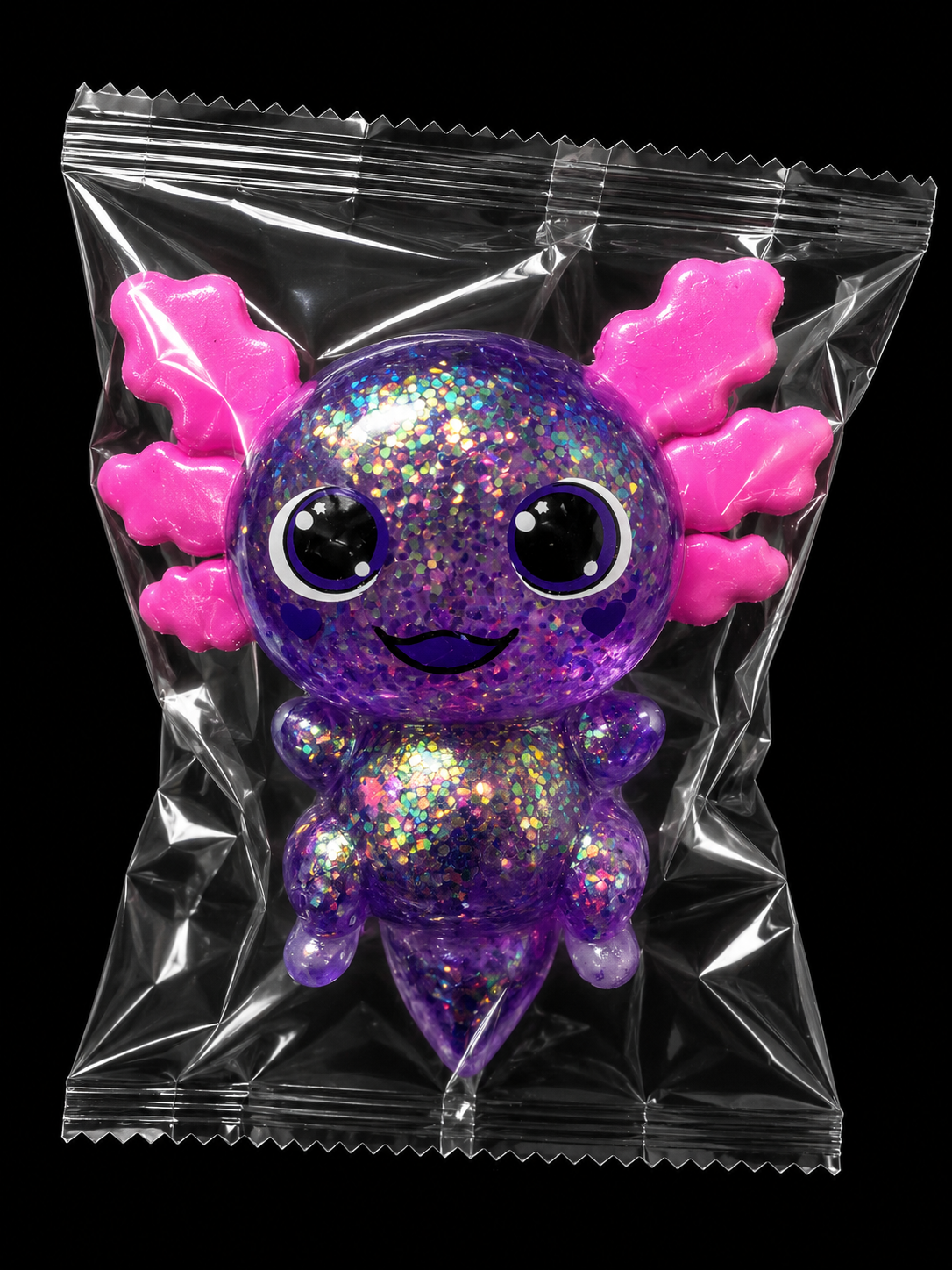 KTL Squishy Sugar Axolotl with Sparkly Glitter Anti-Stress Sensory Toy in 3 Colours for Kids