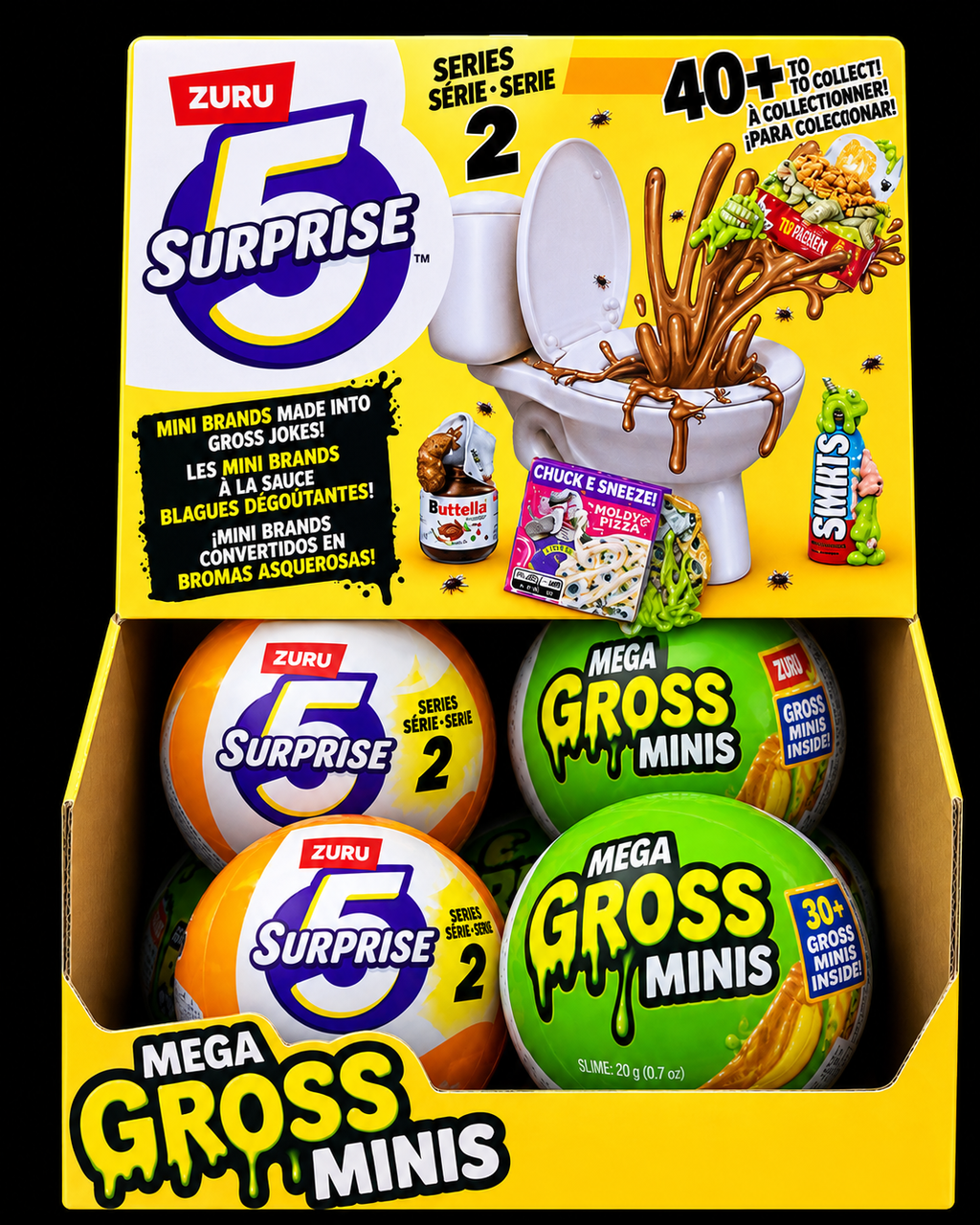 Zuru Mega Gross Minis Series 2 Surprise 40+ Collectible Mini Brands in Gross Jokes Fun Toys for Kids