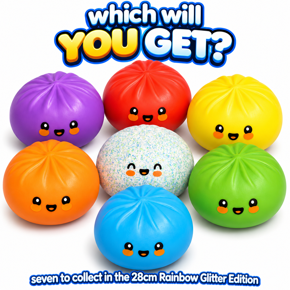 PRE ORDER - RMS EXTRA GIANT Crazy Fun 28cm Mystery Squishy Dumpling - Rainbow Glitter Edition